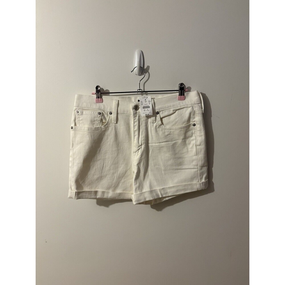 J.Crew Womens White High-Rise Denim Cuffed Shorts Size‎ 28 AL586 New